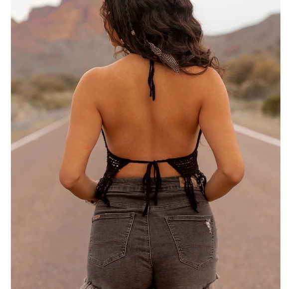 Joyfolie Black Wrenley Crochet Top | Size Large - Picture 3 of 3